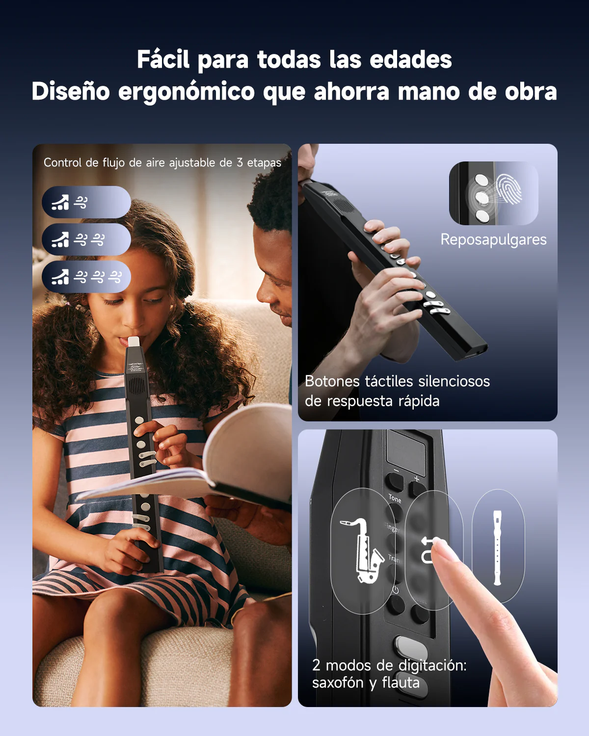 Eastar EDA-100 Instrumento de viento digital, negro - Image 6