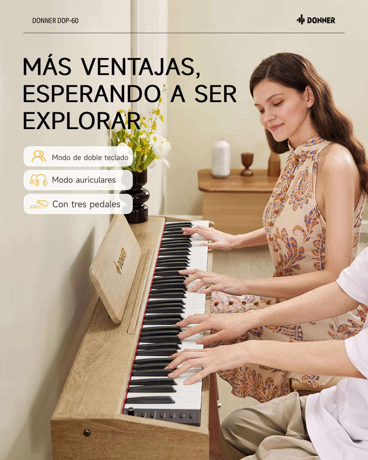 Donner DDP-60 Piano digital con teclado semi-pesado - Image 15