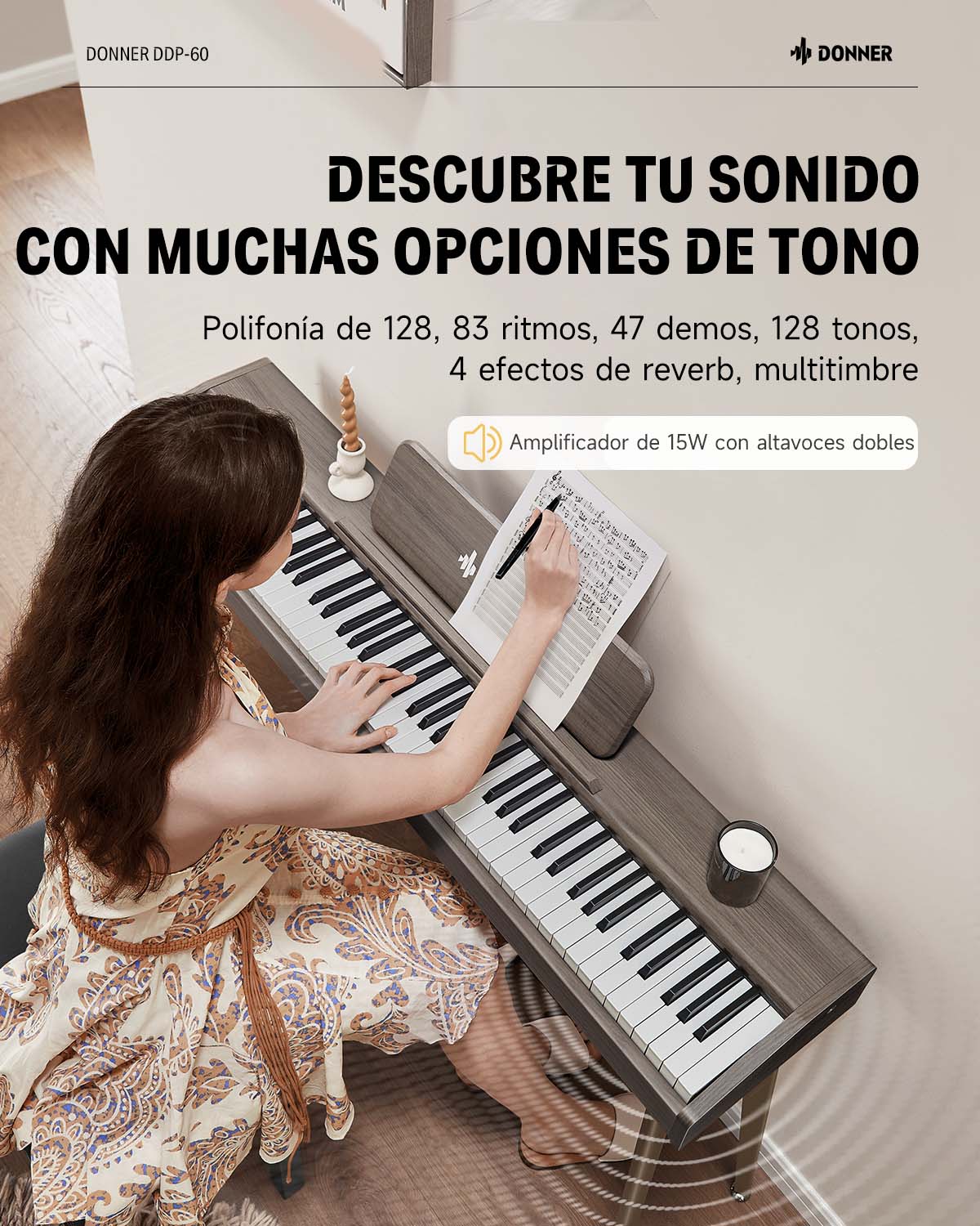 Donner DDP-60 Piano digital con teclado semi-pesado - Image 26